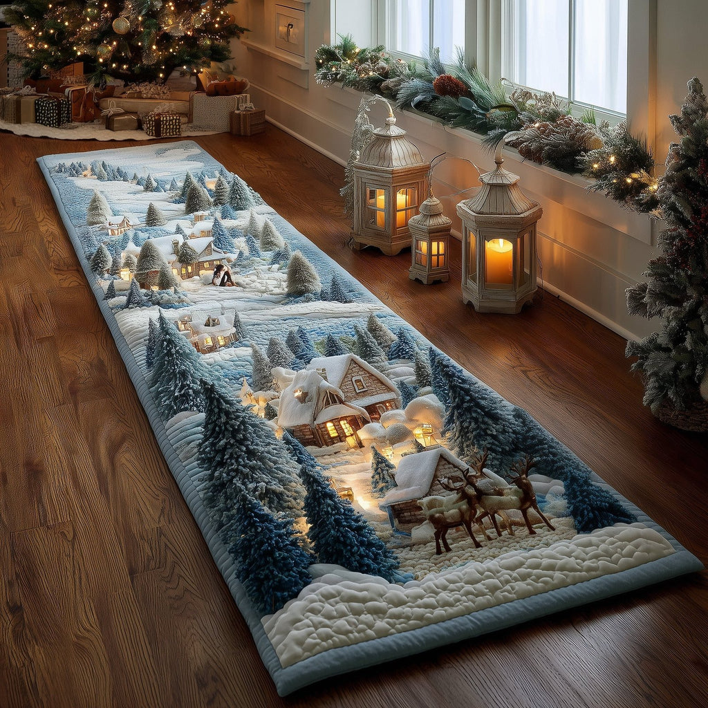 Snow Village Runner Rug - Nature Design | Serene Runner Rug