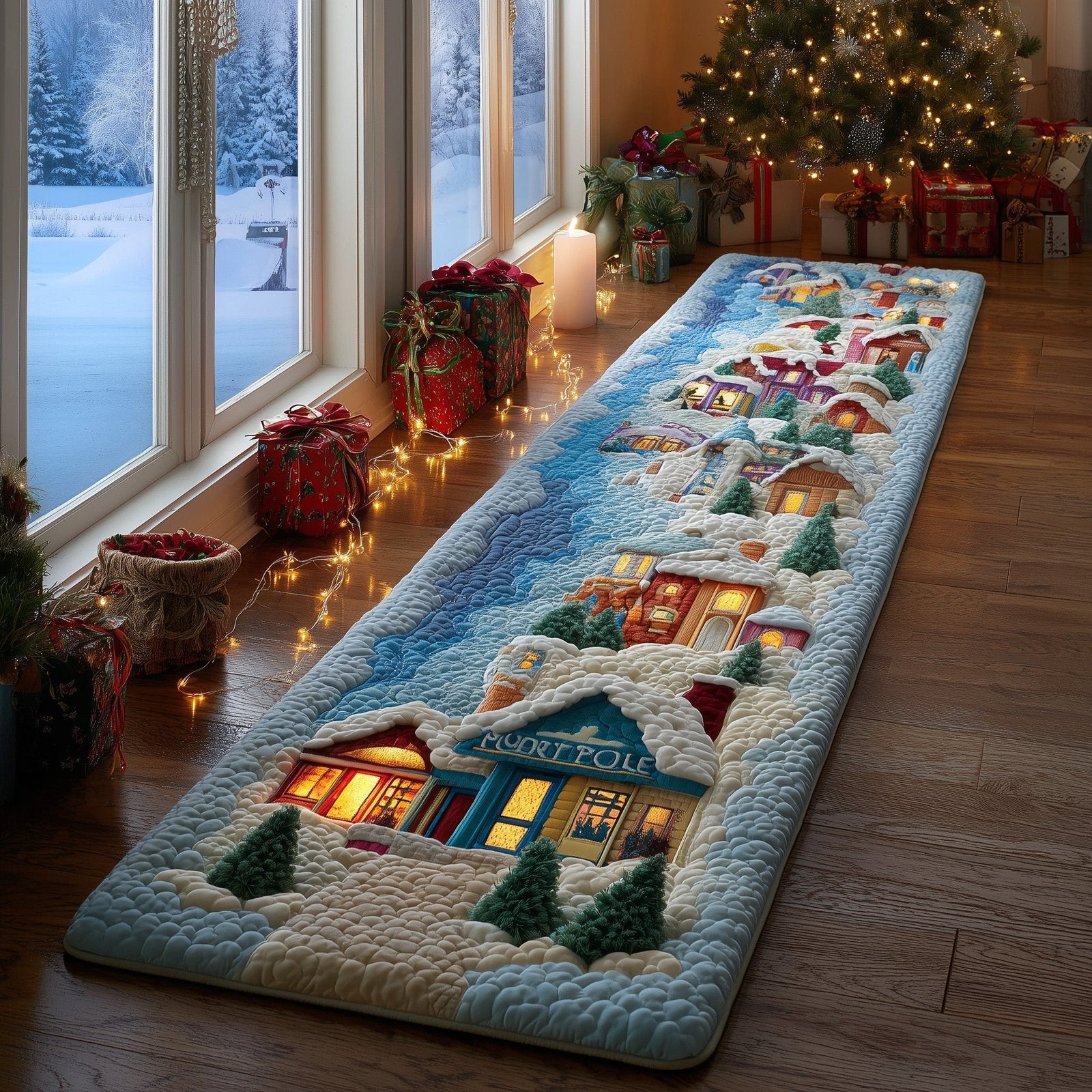 Snow Village Runner Rug - Nature Design | Serene Runner Rug
