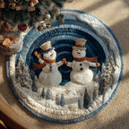 Snowbound Hollow Round Mat Rug - washable non-slip printed rug