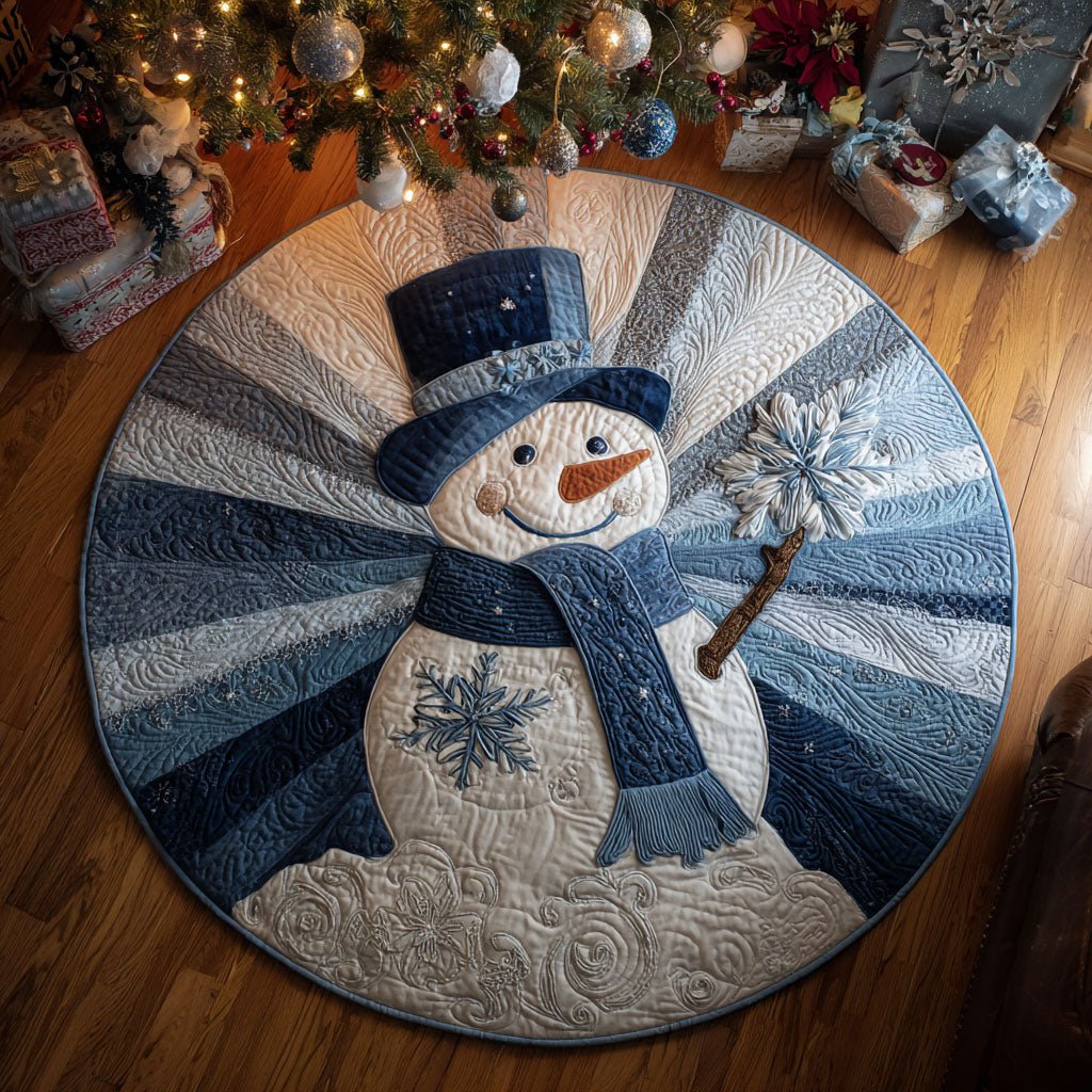 Snowburst Joy Round Mat Rug - washable non-slip printed rug
