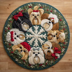Snowfall Shih Tzu Round Mat Rug - washable non-slip printed rug