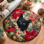 Snowflake Paws Round Mat Rug - washable non-slip printed rug