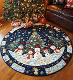 Snowflake Symphony Round Mat Rug - washable non-slip printed rug