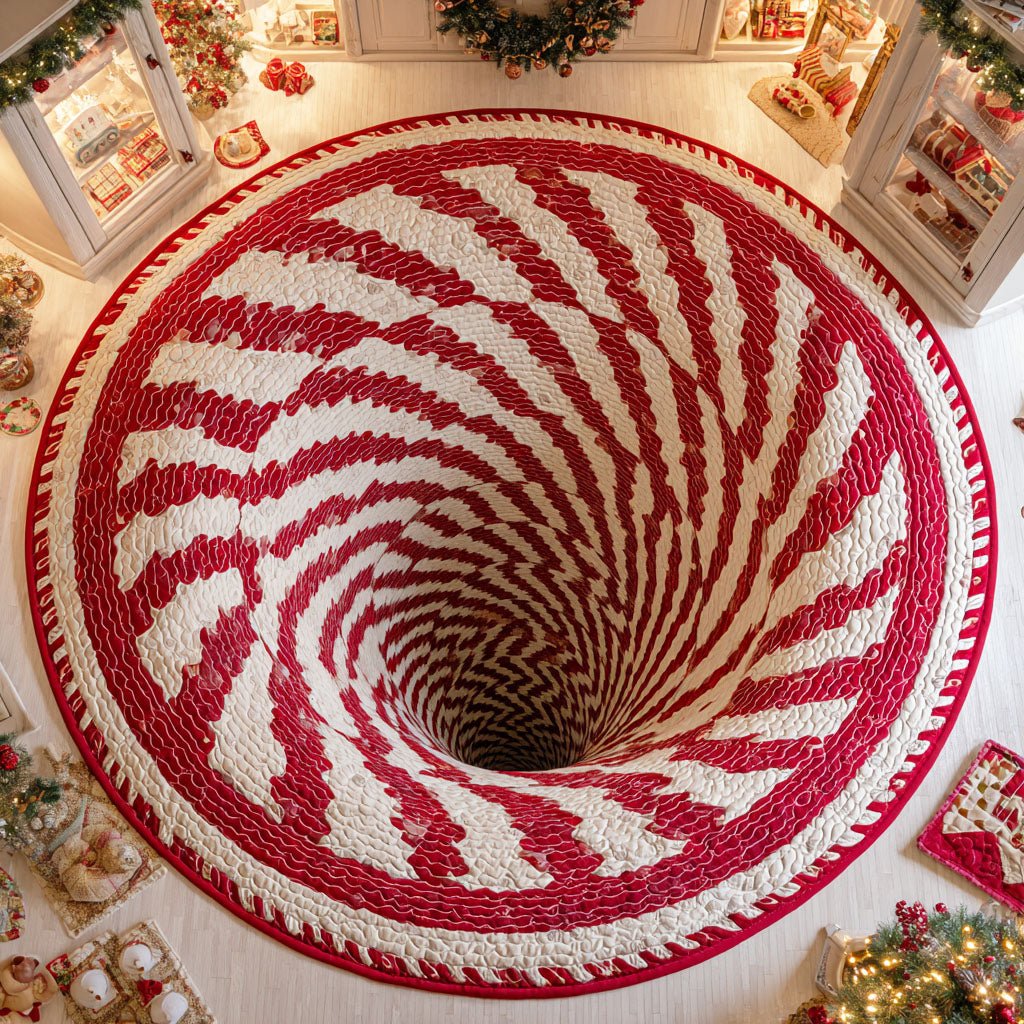 Snowflake Trail Round Mat Rug - washable non-slip printed rug