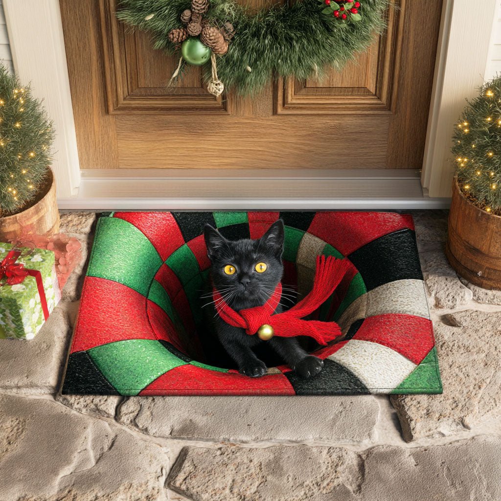 Snowlight Cat Doormat - Seasonal Holiday Design | Printed Welcome Doormat