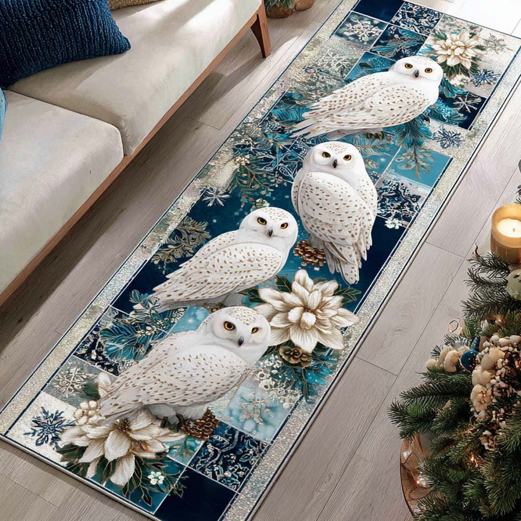 Snowlight Owls Runner Carpet Runner Rug - Cute Pet Design | Animal Printed Runner Rug