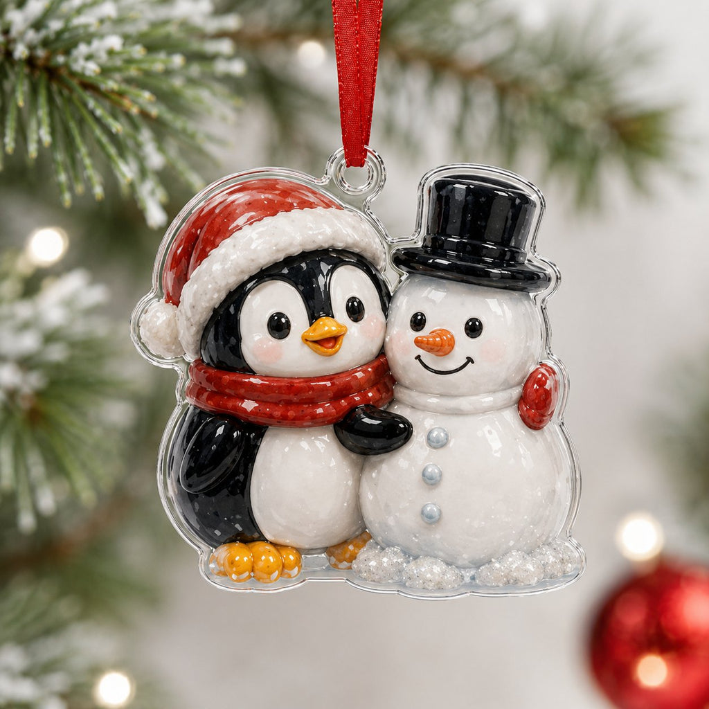 Snowman Bestie Penguin Christmas Ornament
