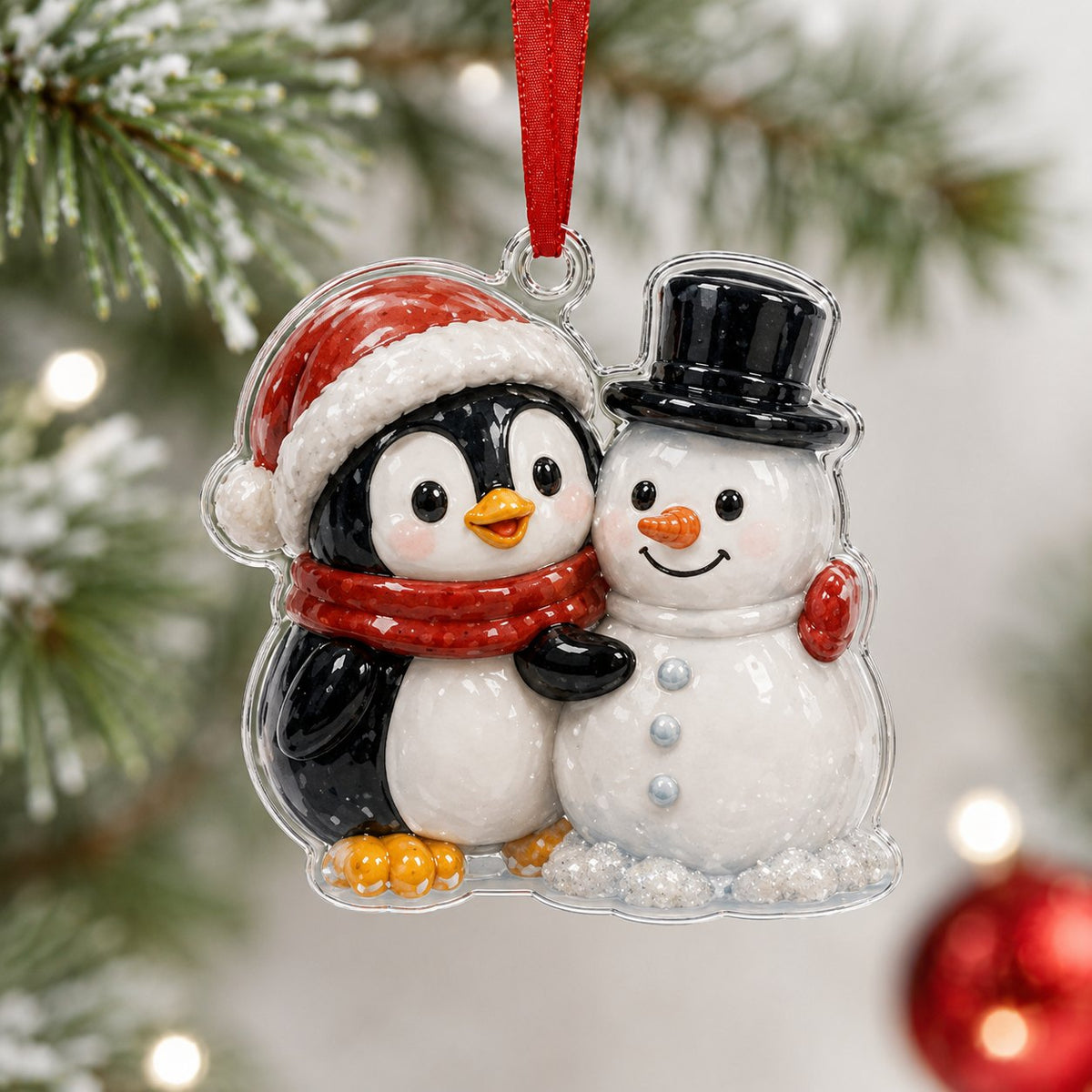 Snowman Bestie Penguin Christmas Ornament