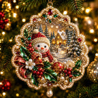 Snowman Holly Christmas Ornament