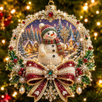 Snowman Winter Bow Christmas Ornament