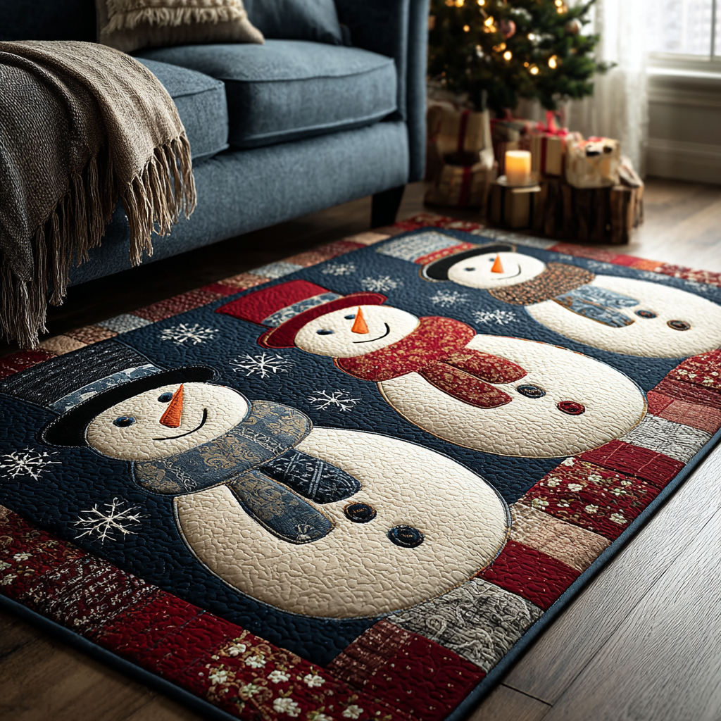 Snowman Charm area rug in a living room