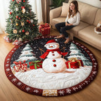 Snowman Comfort Round Mat Rug - washable non-slip printed rug