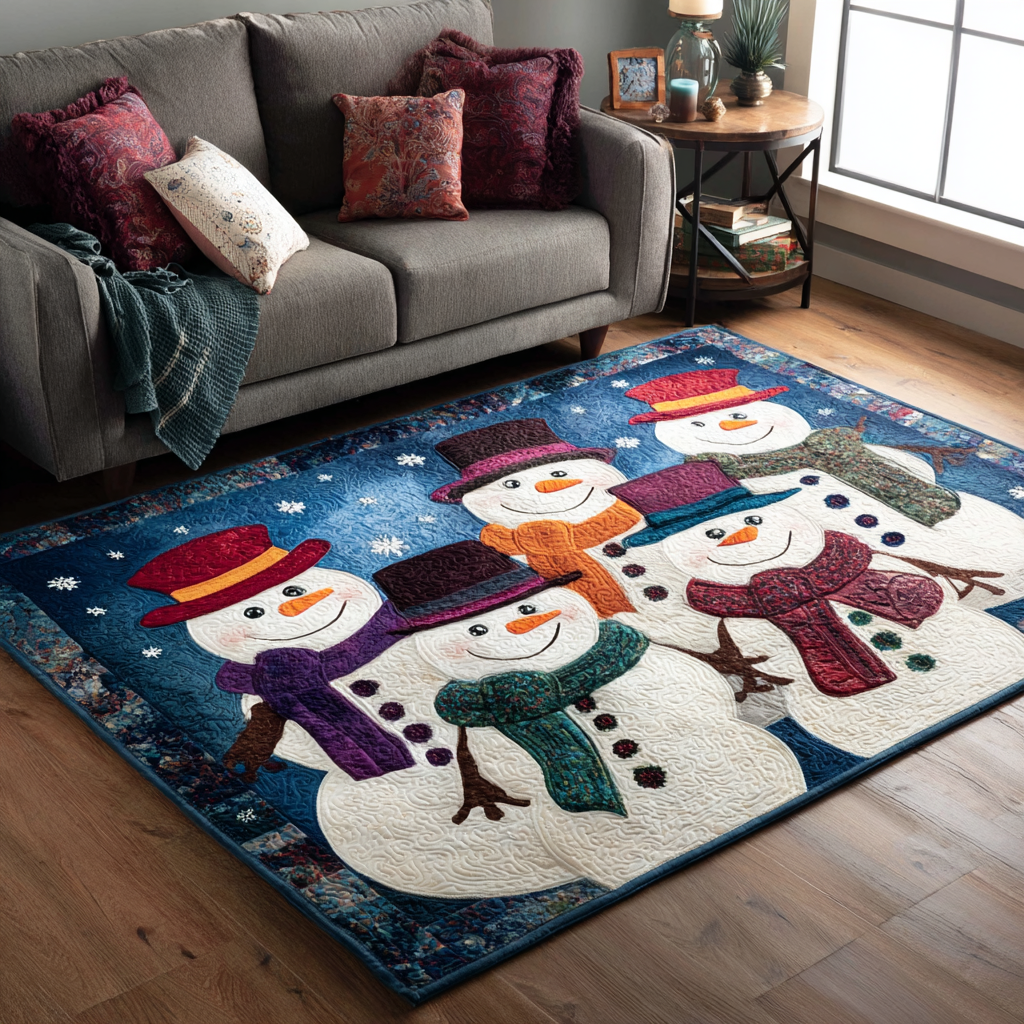 Snowman Delight area rug in a living room