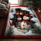 Snowman Delights area rug in a living room