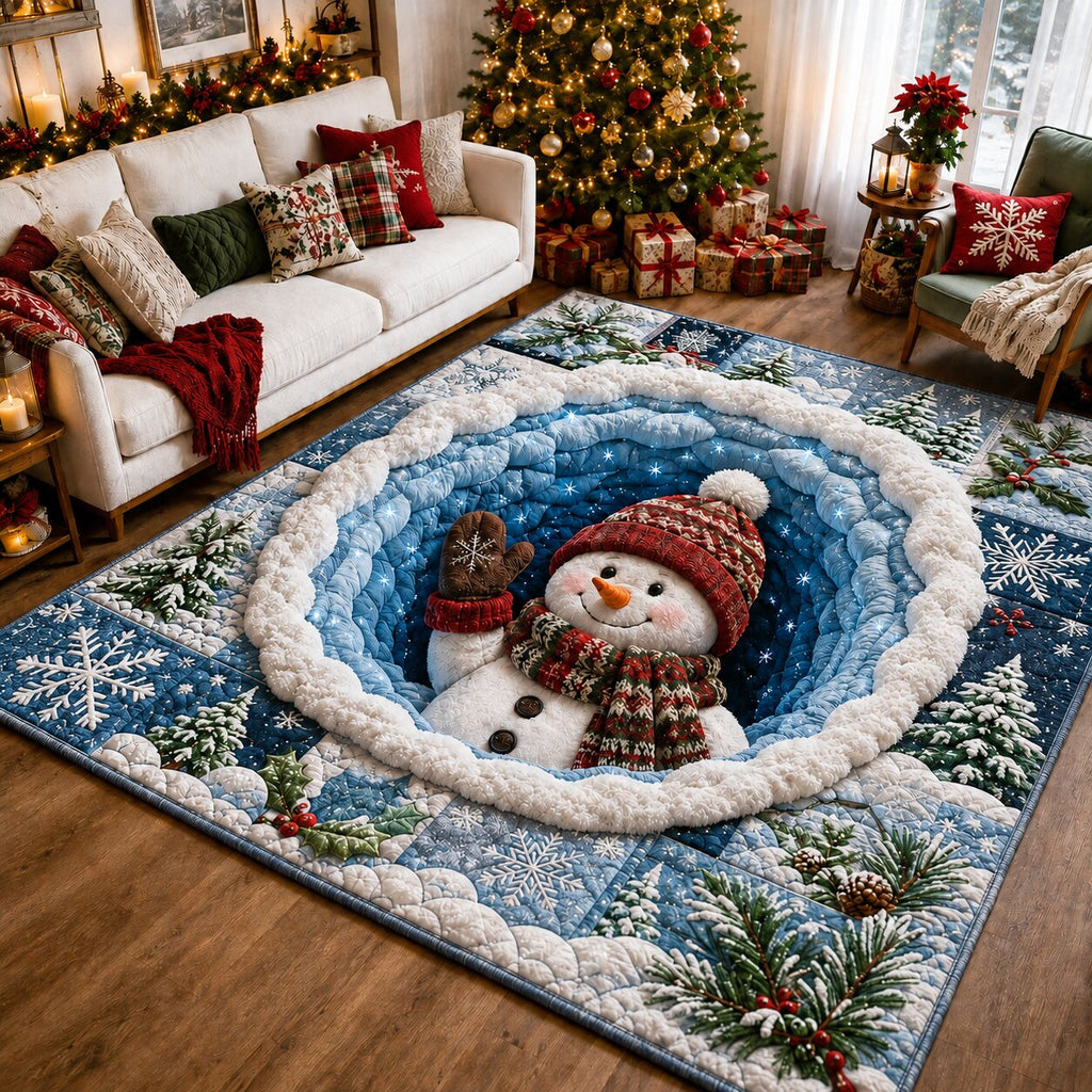 Snowman Festival area rug in a living room