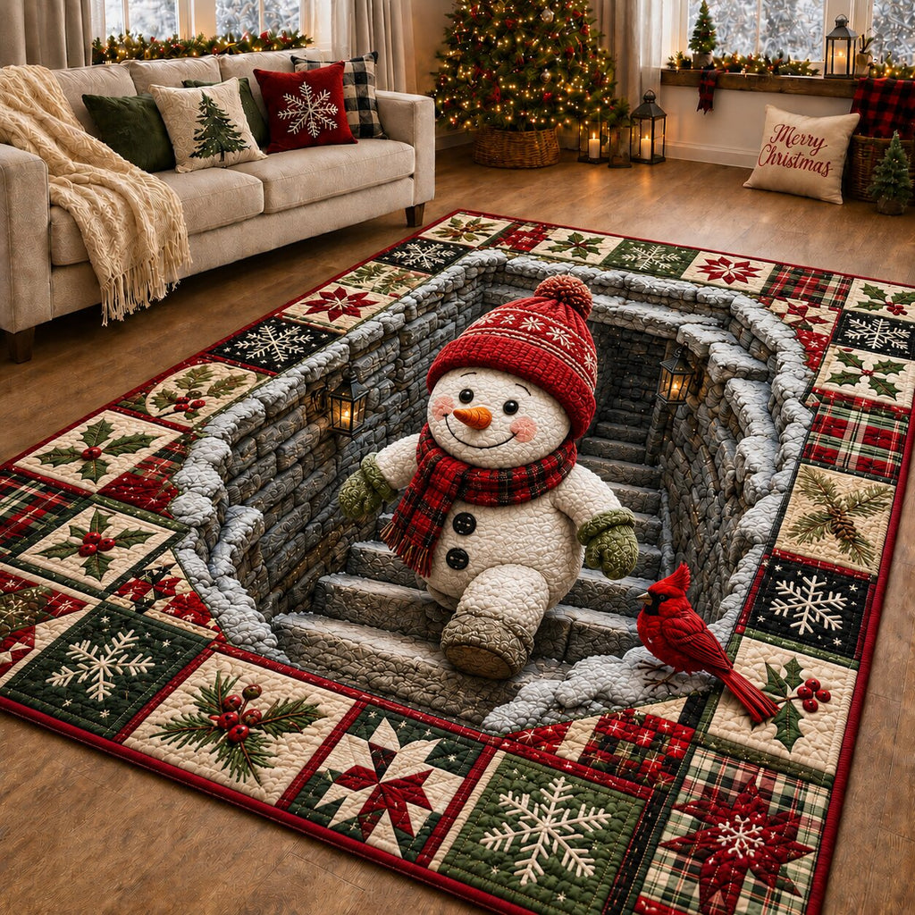 Snowman Friends area rug in a living room