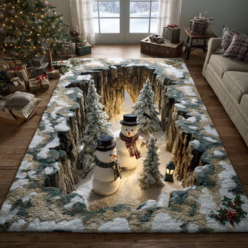 Snowman Frozen Hollow Area Rug - Non-Slip Washable 3D Print Rug for Living Room & Bedroom