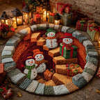 Snowman Gift Cellar Round Mat Rug - washable non-slip printed rug