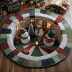 Snowman Home Round Mat Rug - washable non-slip printed rug