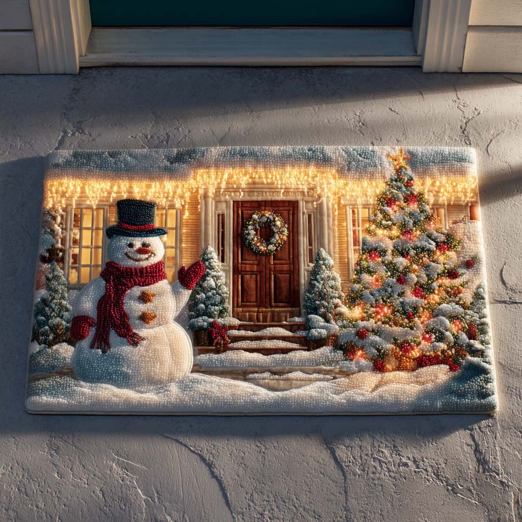Snowman House Doormat - Seasonal Holiday Design | Printed Welcome Doormat