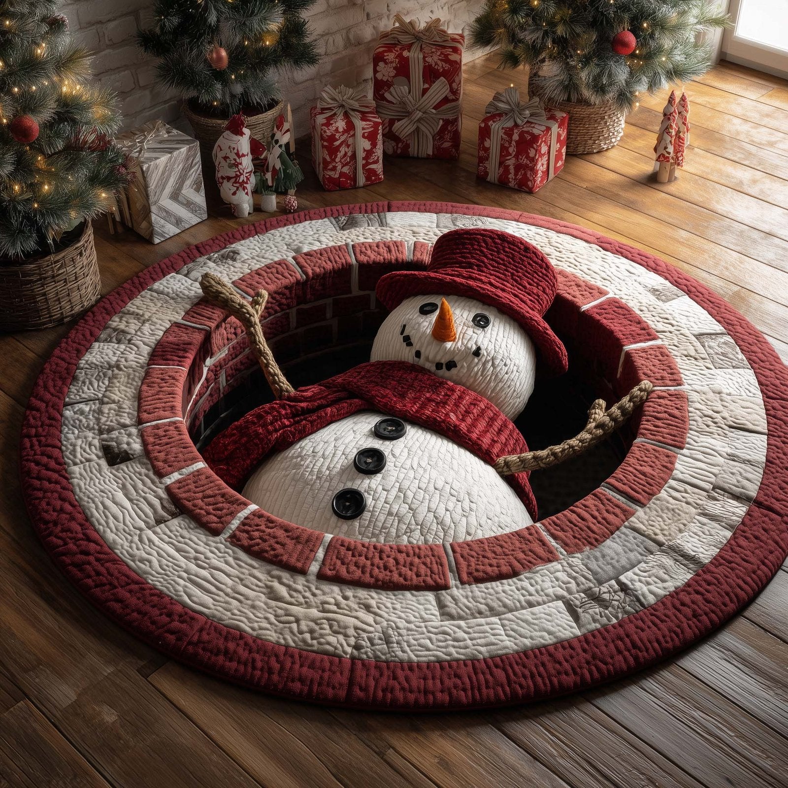 Snowman Joy Round Mat Rug - Nature Design | Serene Home Decor