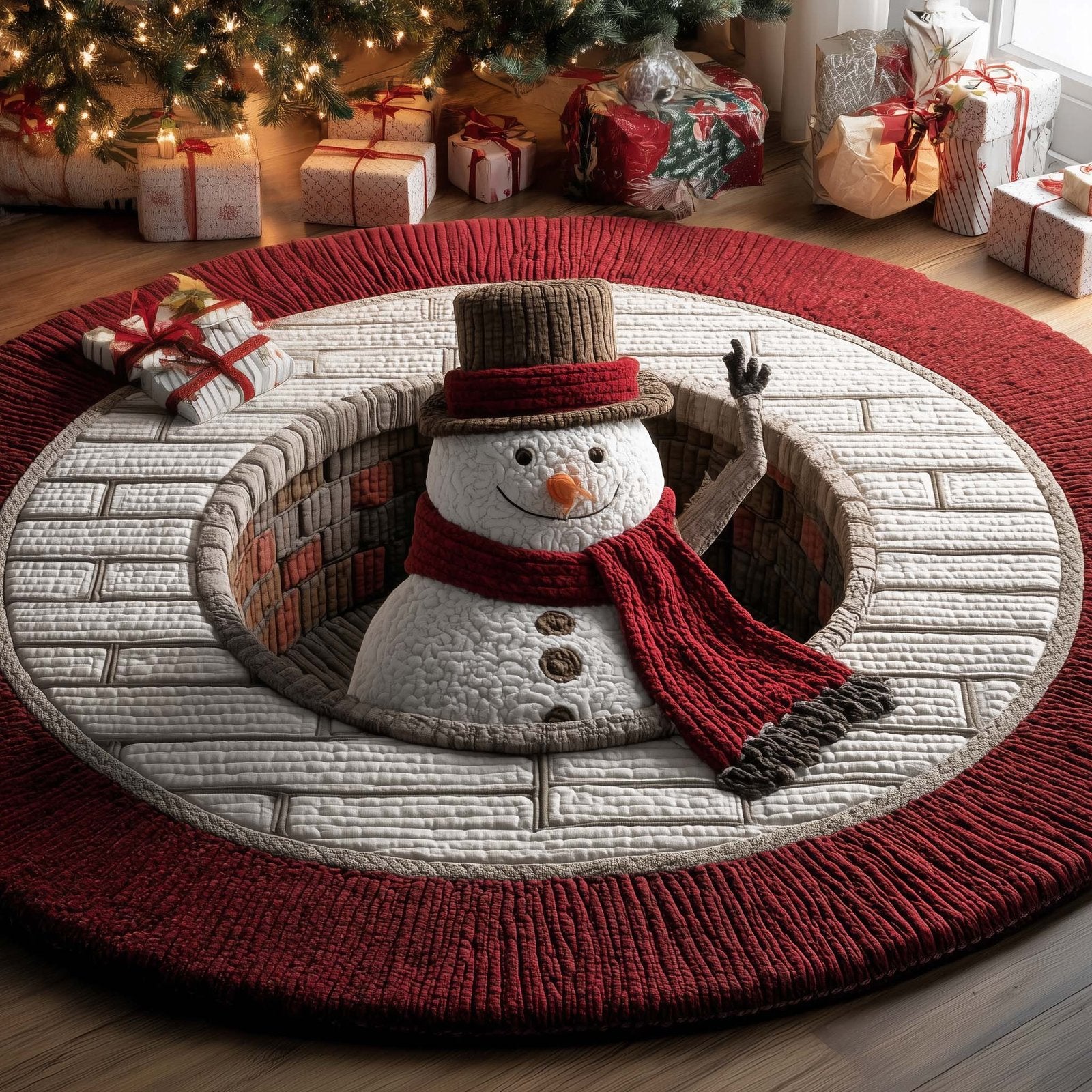 Snowman Joy Round Mat Rug - Nature Design | Serene Home Decor