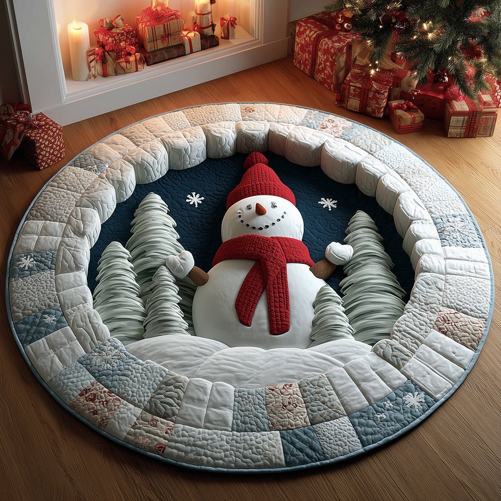 Snowman Joy Round Mat Rug - Nature Design | Serene Home Decor