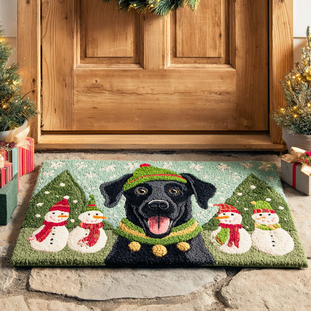 Snowman Labrador Play Doormat - Seasonal Holiday Design | Printed Welcome Doormat