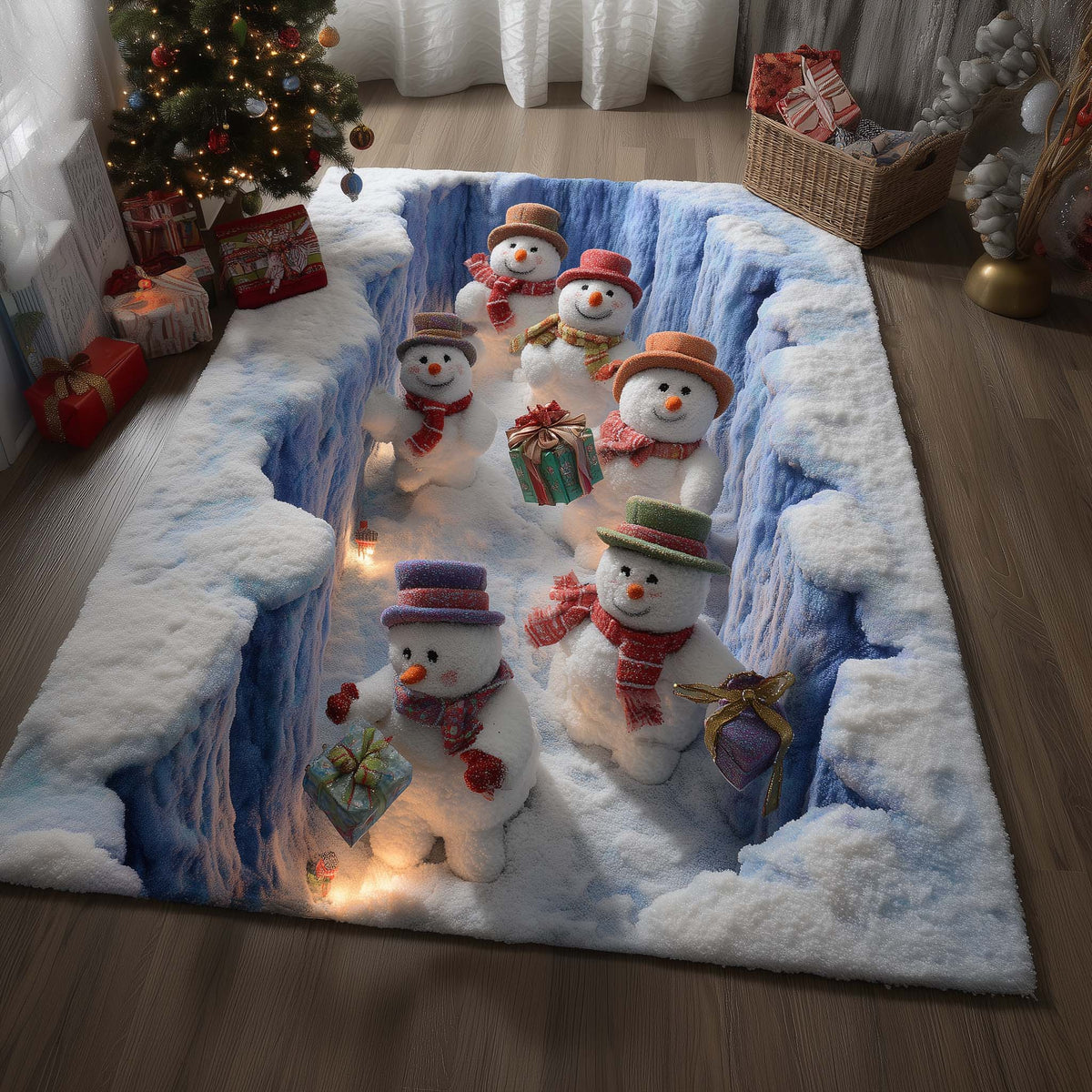 Snowman Lane area rug in a living room
