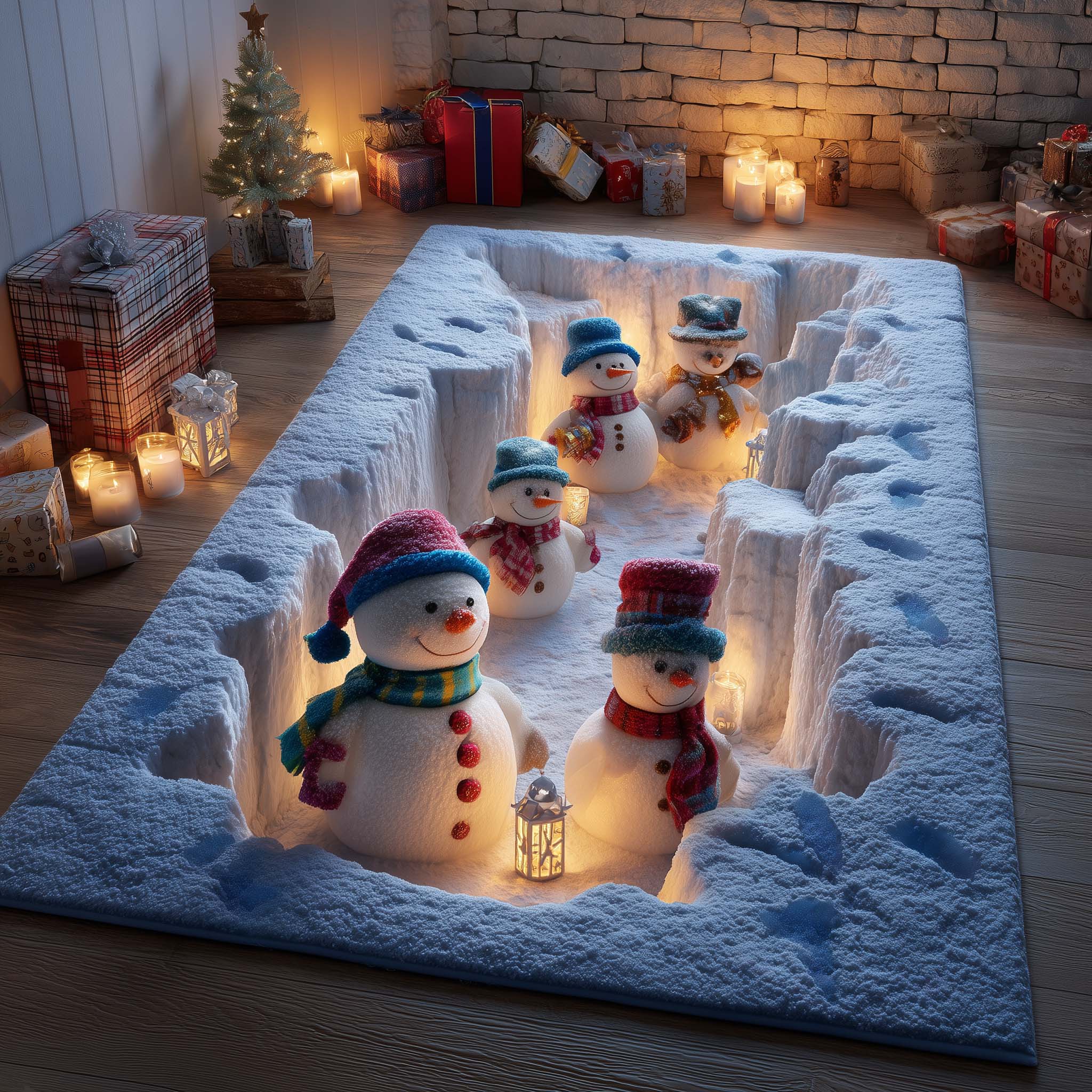 Snowman Lane area rug in a living room