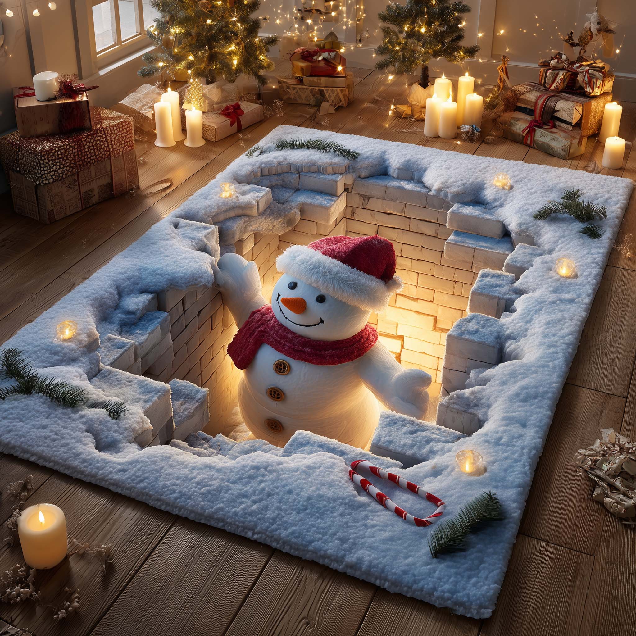 Snowman Lane area rug in a living room