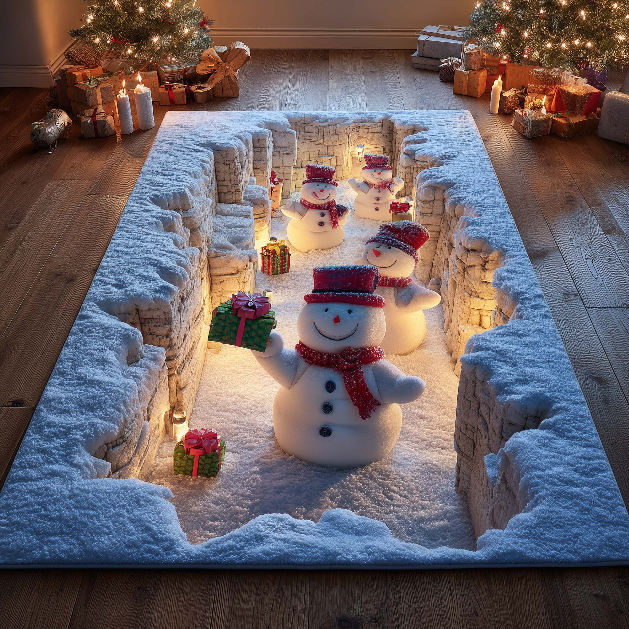 Snowman Lane area rug in a living room