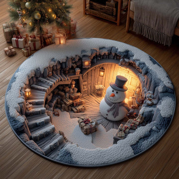 Snowman Lane Round Mat Rug - Nature Design | Serene Home Decor (Design 3)
