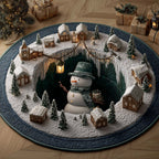 Snowman Lane (Design 7) Round Mat Rug - washable non-slip printed rug