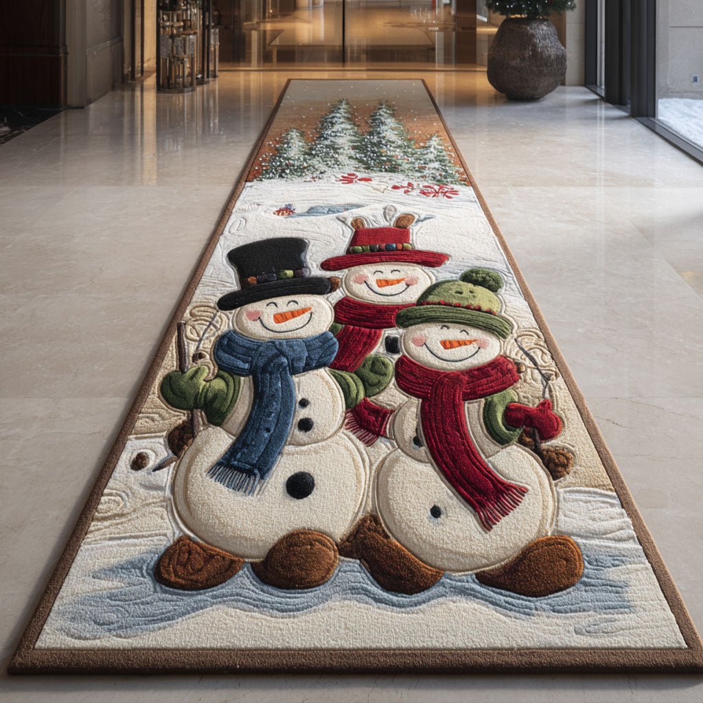 Snowman Lane Runner Carpet Runner Rug - Cute Pet Design | Animal Printed Runner Rug