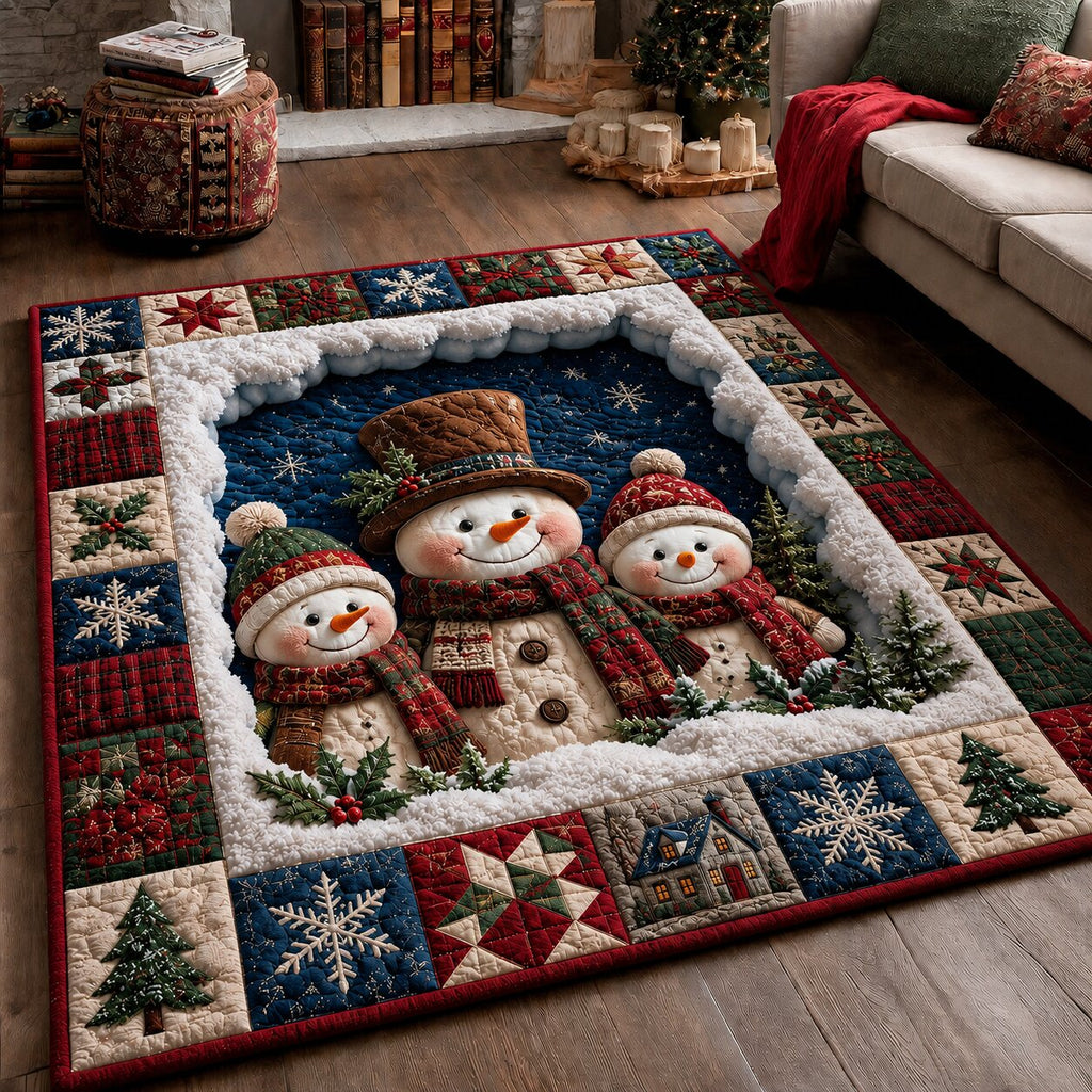 Snowman Paradise area rug in a living room