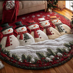 Snowman Round Mat Rug - washable non-slip printed rug
