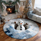 Snowman Sinkhole Round Mat Rug