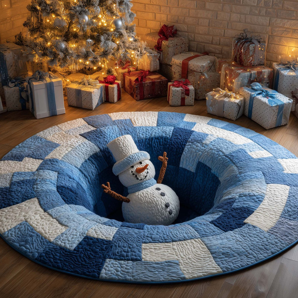 Snowman Slip Round Mat Rug - Nature Design | Serene Home Decor