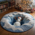 Snowman Slip Round Mat Rug - washable non-slip printed rug