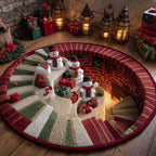 Snowman Spiral Joy Round Mat Rug - washable non-slip printed rug