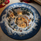 Snowman Spiral Village (Design 2) Round Mat Rug - washable non-slip printed rug