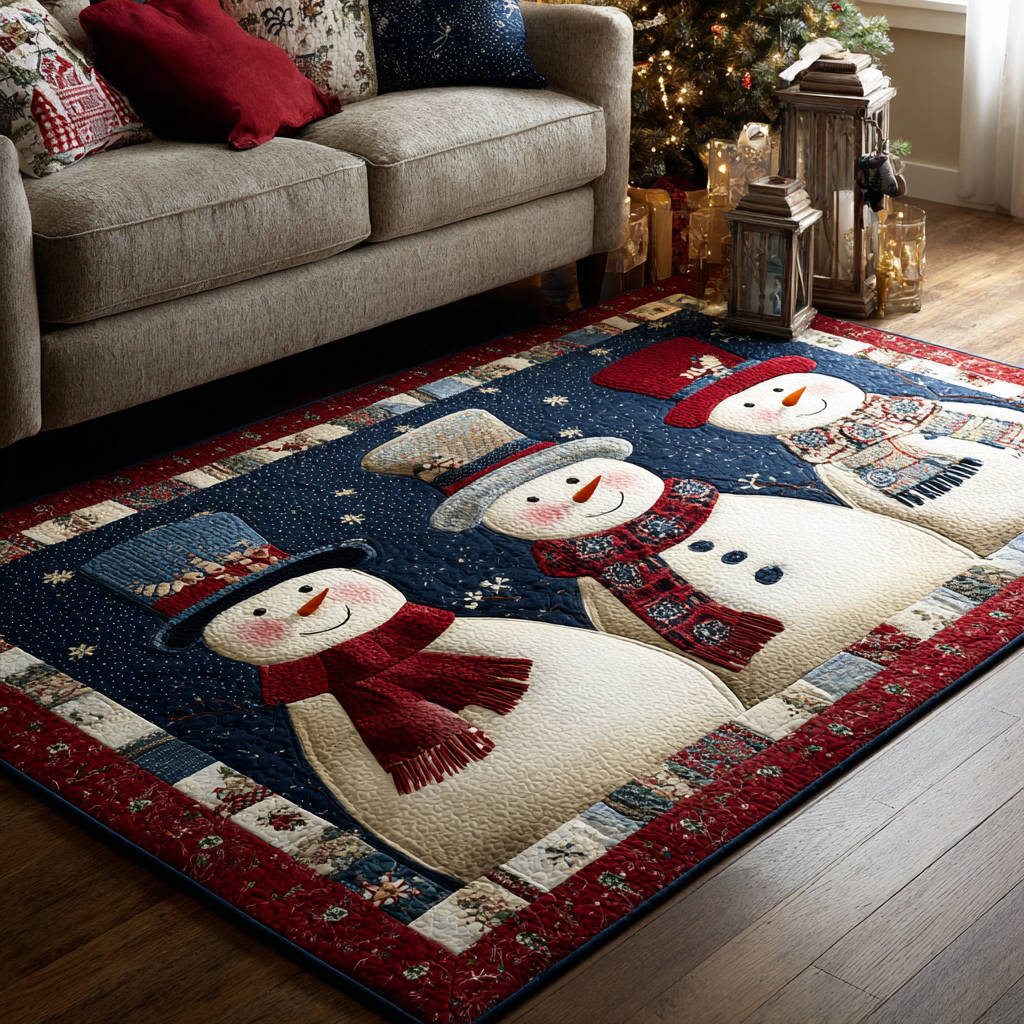 Snowman Spirit area rug in a living room