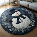 Snowman Wreath Round Mat Rug - washable non-slip printed rug