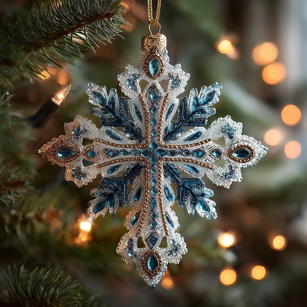 Snowy Cross Christmas Ornament