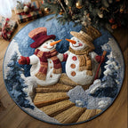 Snowy Adventure Round Mat Rug - washable non-slip printed rug