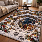 Snowy Bear area rug in a living room