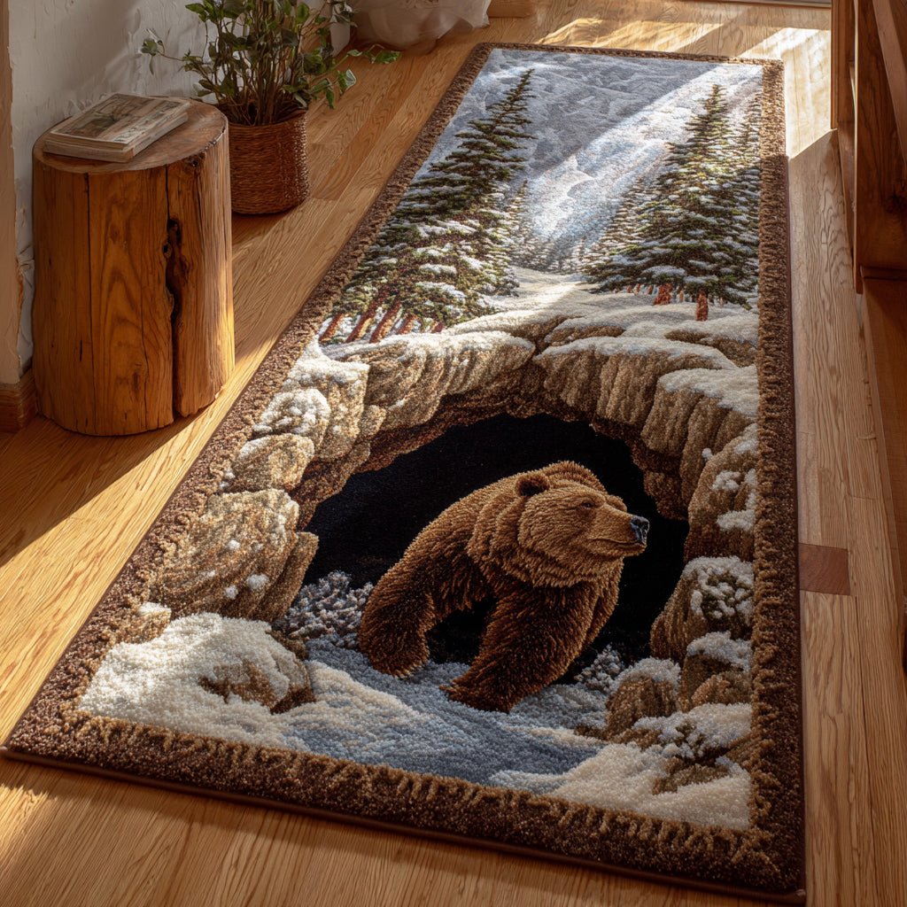 Snowy Bear Cave Runner Carpet Runner Rug - Cute Pet Design | Animal Printed Runner Rug