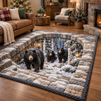 Snowy Bear Steps area rug in a living room