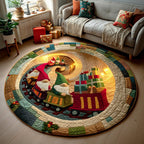 Snowy Beard Wonder Round Mat Rug - washable non-slip printed rug